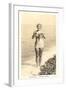 Bathing Beauty Holding Flying Fish, Catalina-null-Framed Art Print