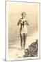 Bathing Beauty Holding Flying Fish, Catalina-null-Mounted Art Print