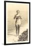 Bathing Beauty Holding Flying Fish, Catalina-null-Framed Art Print