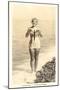 Bathing Beauty Holding Flying Fish, Catalina-null-Mounted Art Print