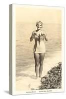 Bathing Beauty Holding Flying Fish, Catalina-null-Stretched Canvas