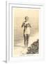 Bathing Beauty Holding Flying Fish, Catalina-null-Framed Art Print