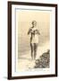 Bathing Beauty Holding Flying Fish, Catalina-null-Framed Art Print