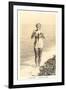 Bathing Beauty Holding Flying Fish, Catalina-null-Framed Art Print