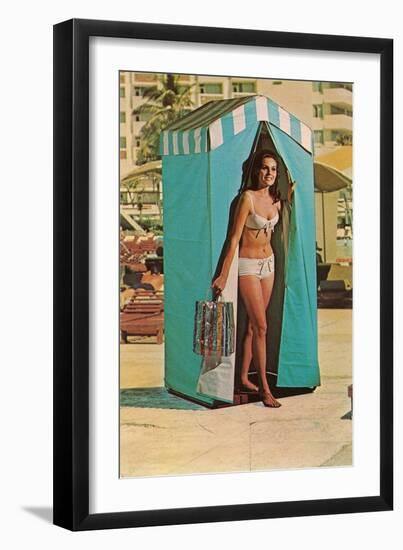 Bathing Beauty in Changing Tent-null-Framed Art Print