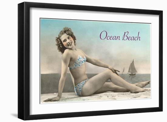Bathing Beauty on Ocean Beach, San Diego, California-null-Framed Art Print