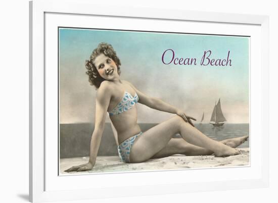 Bathing Beauty on Ocean Beach, San Diego, California-null-Framed Art Print