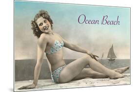 Bathing Beauty on Ocean Beach, San Diego, California-null-Mounted Art Print