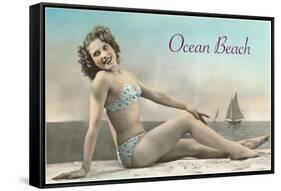 Bathing Beauty on Ocean Beach, San Diego, California-null-Framed Stretched Canvas