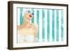 Bathing Beauty On Teal Towel-Jen Bucheli-Framed Art Print