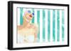 Bathing Beauty On Teal Towel-Jen Bucheli-Framed Art Print