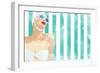 Bathing Beauty On Teal Towel-Jen Bucheli-Framed Art Print