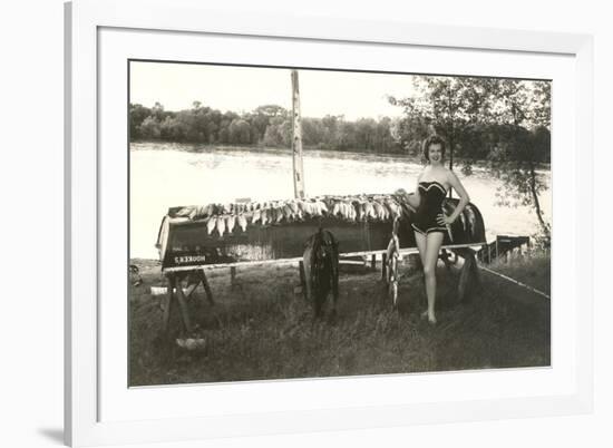 Bathing Beauty with Fish-null-Framed Art Print