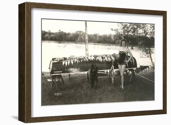 Bathing Beauty with Fish-null-Framed Art Print