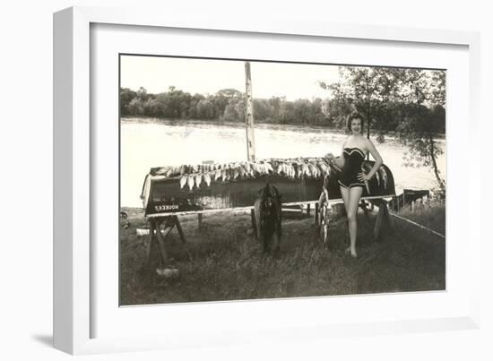 Bathing Beauty with Fish-null-Framed Art Print