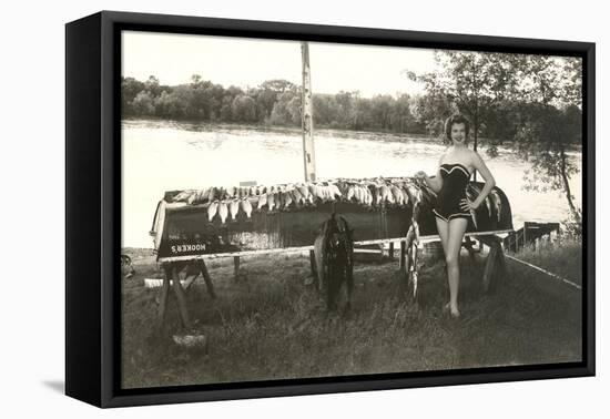 Bathing Beauty with Fish-null-Framed Stretched Canvas