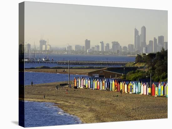 Bathing Boxes, Middle Brighton Beach, Melbourne, Victoria, Australia-David Wall-Stretched Canvas