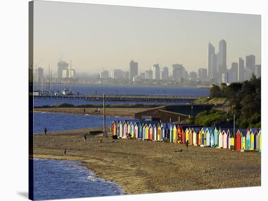 Bathing Boxes, Middle Brighton Beach, Melbourne, Victoria, Australia-David Wall-Stretched Canvas