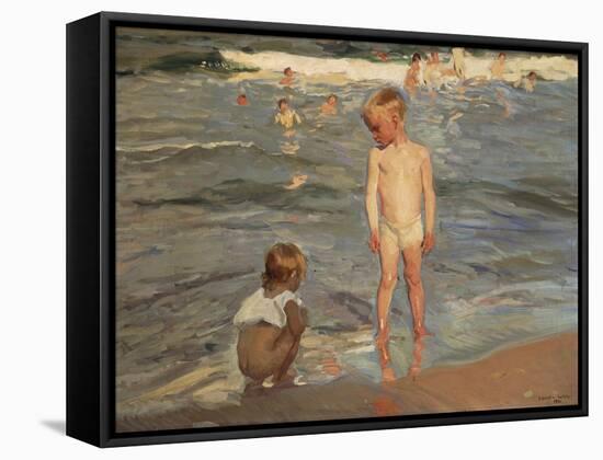 Bathing Children at the Beach of Valencia, 1910-Joaquin Sorolla-Framed Stretched Canvas