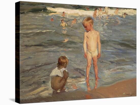 Bathing Children at the Beach of Valencia, 1910-Joaquin Sorolla-Stretched Canvas