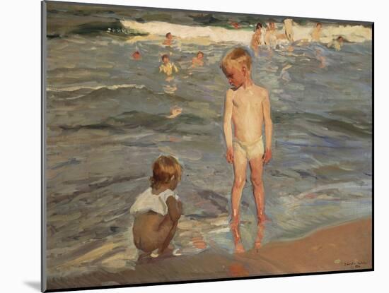 Bathing Children at the Beach of Valencia, 1910-Joaquin Sorolla-Mounted Premium Giclee Print