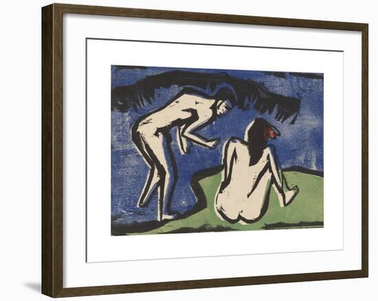 Bathing Couple-Ernst Ludwig Kirchner-Framed Premium Giclee Print