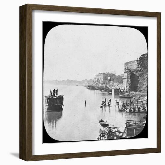 Bathing Ghat at Benares, India, Late 19th or Early 20th Century-null-Framed Photographic Print