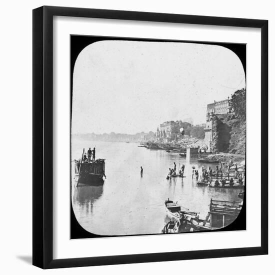 Bathing Ghat at Benares, India, Late 19th or Early 20th Century-null-Framed Photographic Print