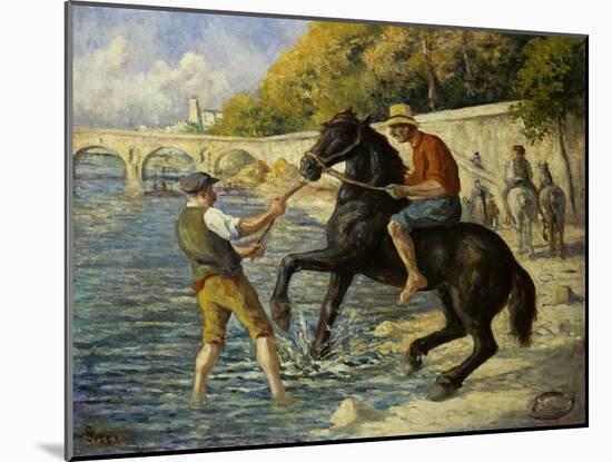 Bathing Horses in the Seine, 1910-Maximilien Luce-Mounted Giclee Print