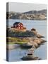 Bathing in Sea, Skarhamn on Island of Tjorn, Bohuslan, on West Coast of Sweden-Peter Adams-Stretched Canvas