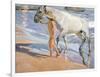 Bathing of a Horse. 1909-Joaquin Sorolla-Framed Premium Giclee Print