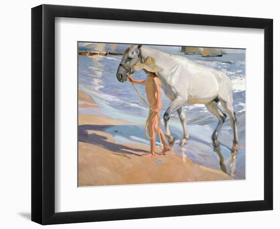 Bathing of a Horse. 1909-Joaquin Sorolla-Framed Premium Giclee Print