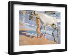 Bathing of a Horse. 1909-Joaquin Sorolla-Framed Premium Giclee Print