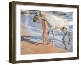 Bathing of a Horse. 1909-Joaquin Sorolla-Framed Giclee Print