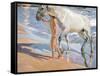 Bathing of a Horse-Joaquín Sorolla y Bastida-Framed Stretched Canvas