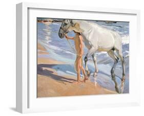 Bathing of a Horse-Joaquín Sorolla y Bastida-Framed Giclee Print