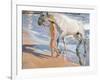 Bathing of a Horse-Joaquín Sorolla y Bastida-Framed Giclee Print