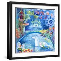 Bathing Of Unicorn-Oxana Zaika-Framed Giclee Print