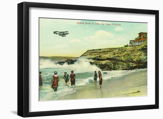 Bathing Scene at La Jolla Beach - San Diego, CA-Lantern Press-Framed Art Print