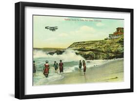 Bathing Scene at La Jolla Beach - San Diego, CA-Lantern Press-Framed Art Print