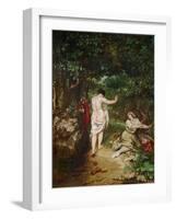 Bathing women. (1853).-Gustave Courbet-Framed Giclee Print