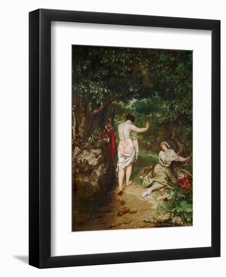 Bathing women. (1853).-Gustave Courbet-Framed Premium Giclee Print