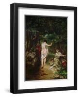 Bathing Women, 1853-Gustave Courbet-Framed Premium Giclee Print