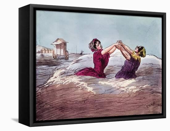 Bathing-Cham-Framed Stretched Canvas
