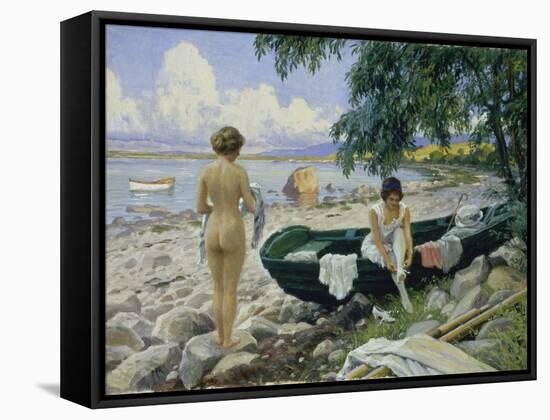 Bathng Girls on the Beach-Paul Fischer-Framed Stretched Canvas