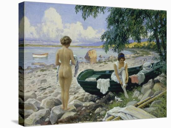 Bathng Girls on the Beach-Paul Fischer-Stretched Canvas