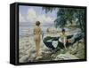 Bathng Girls on the Beach-Paul Fischer-Framed Stretched Canvas