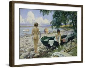 Bathng Girls on the Beach-Paul Fischer-Framed Giclee Print