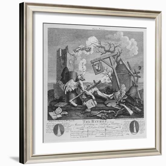 Bathos, Manner of Sinking, in Sublime Paintings Inscribed to the Dealers in Dark Pictures, 1764-William Hogarth-Framed Giclee Print