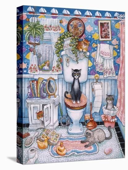 Bathroom Cats-Bill Bell-Stretched Canvas